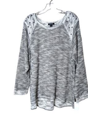 KANDY KISS Black White Studded Space Dye Style Sweater 2X NEW